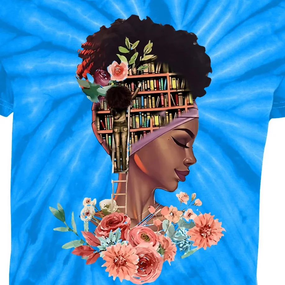 African American Black Librarian Reading Teacher Library Gift Kids Tie-Dye T-Shirt