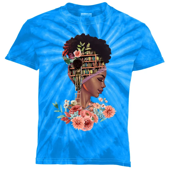 African American Black Librarian Reading Teacher Library Gift Kids Tie-Dye T-Shirt