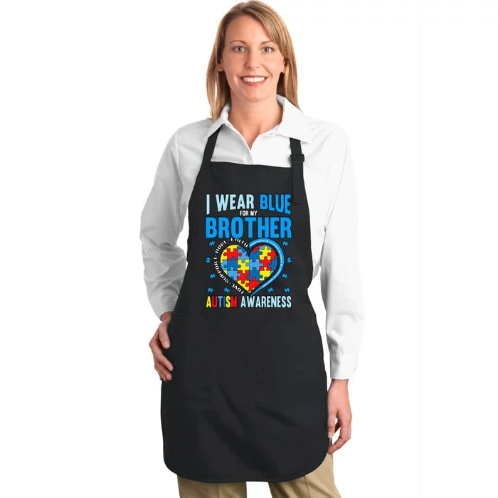 Autism Awareness Brother funny support Full-Length Apron With Pocket