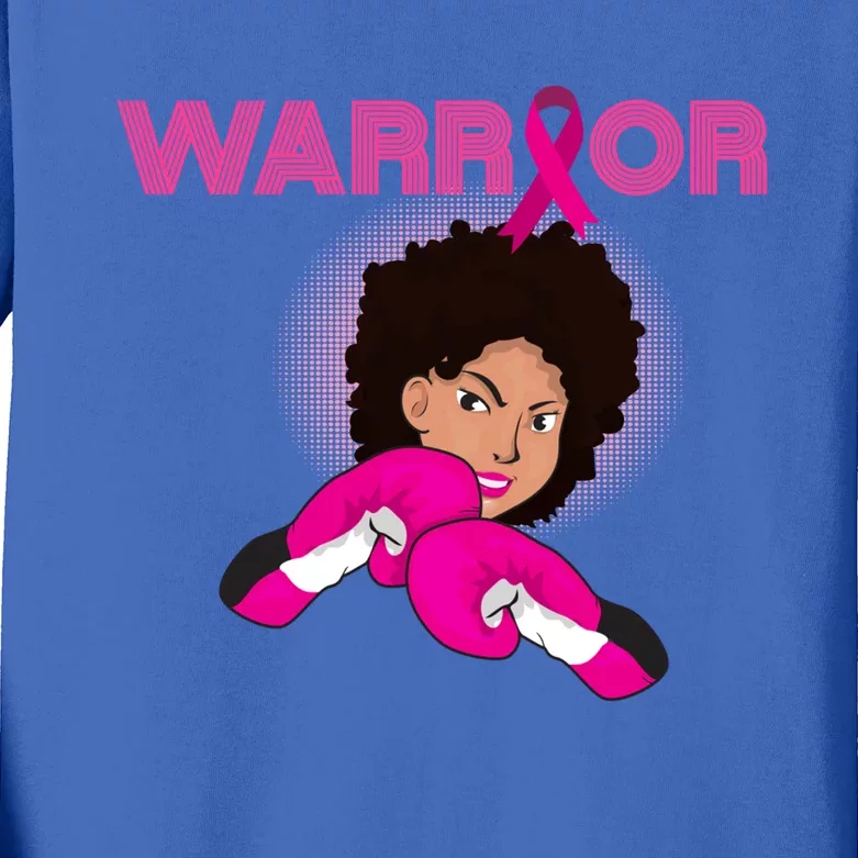 African American Black Breast Cancer Warrior Gift Kids Long Sleeve Shirt