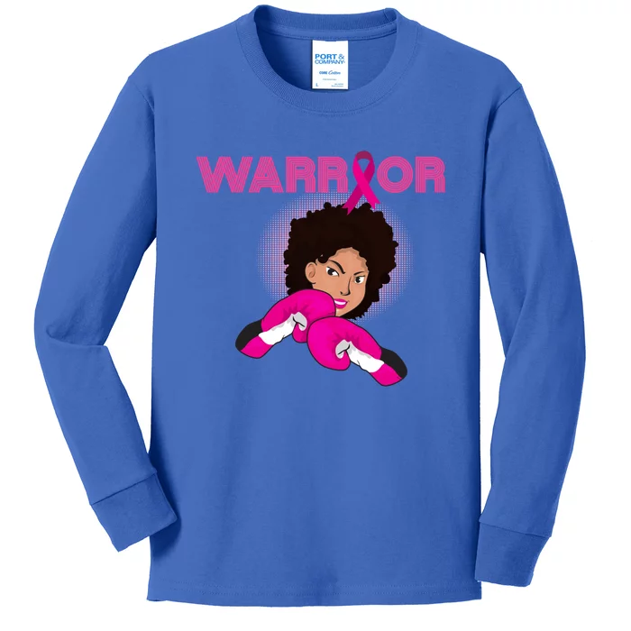 African American Black Breast Cancer Warrior Gift Kids Long Sleeve Shirt