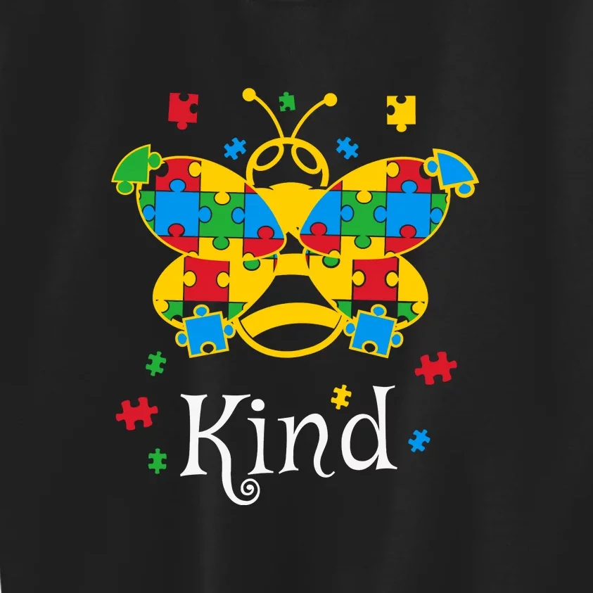 Autism Awareness Be Kind Autistic Pluzzle Butterfly Kids Sweatshirt