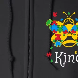 Autism Awareness Be Kind Autistic Pluzzle Butterfly Full Zip Hoodie