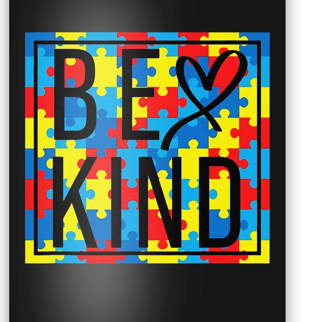 Autism Awareness Be Kind Kindness Puzzle Ribbon Heart Poster