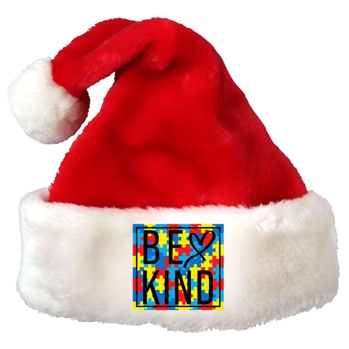 Autism Awareness Be Kind Kindness Puzzle Ribbon Heart Premium Christmas Santa Hat