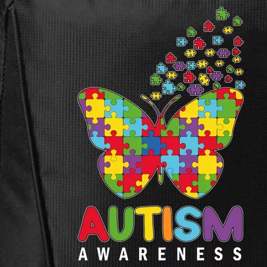 Autism Awareness Butterfly Puzzle Pieces City Backpack