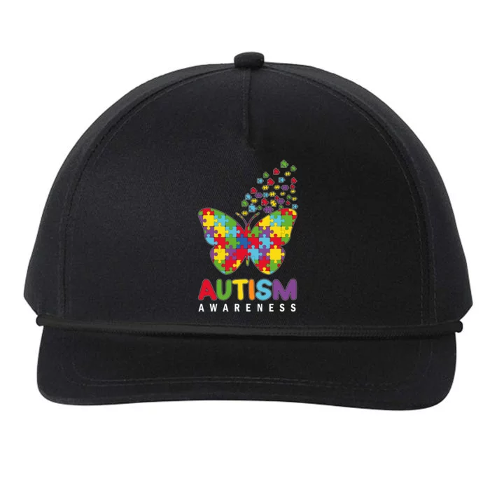 Autism Awareness Butterfly Puzzle Pieces Snapback Five-Panel Rope Hat