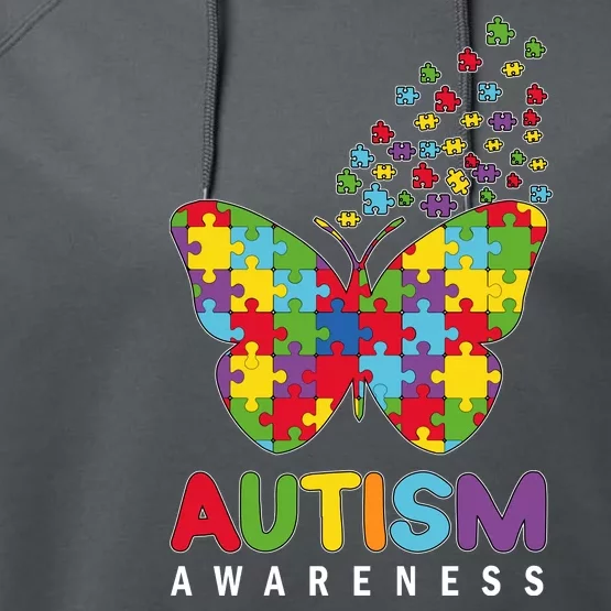 Autism Awareness Butterfly Puzzle Pieces Performance Fleece Hoodie