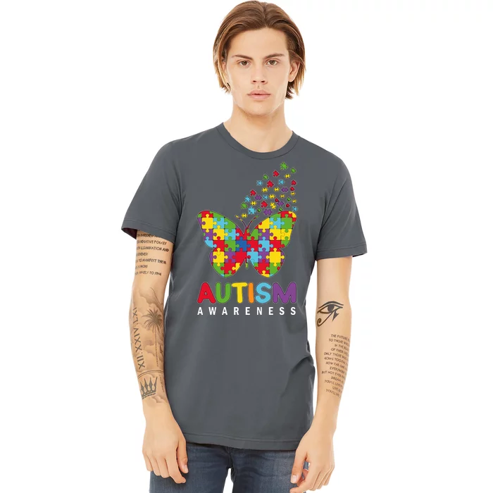 Autism Awareness Butterfly Puzzle Pieces Premium T-Shirt