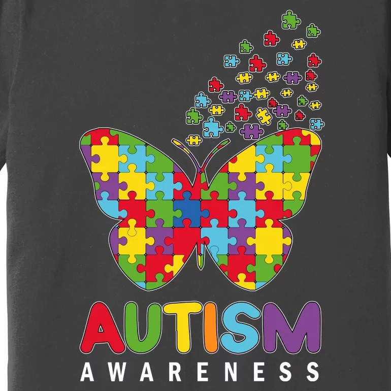 Autism Awareness Butterfly Puzzle Pieces Premium T-Shirt