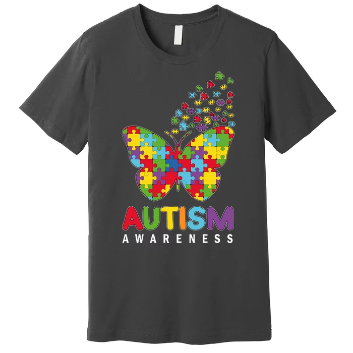 Autism Awareness Butterfly Puzzle Pieces Premium T-Shirt