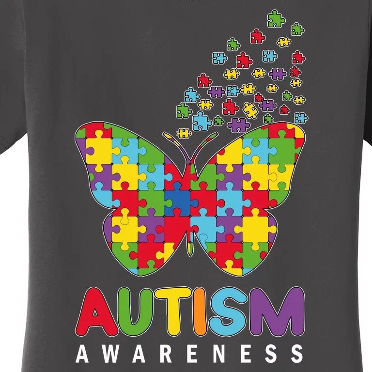 Autism Awareness Butterfly Puzzle Pieces Women's T-Shirt