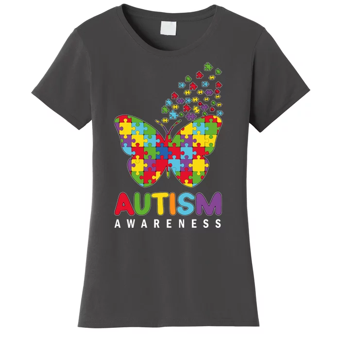 Autism Awareness Butterfly Puzzle Pieces Women's T-Shirt