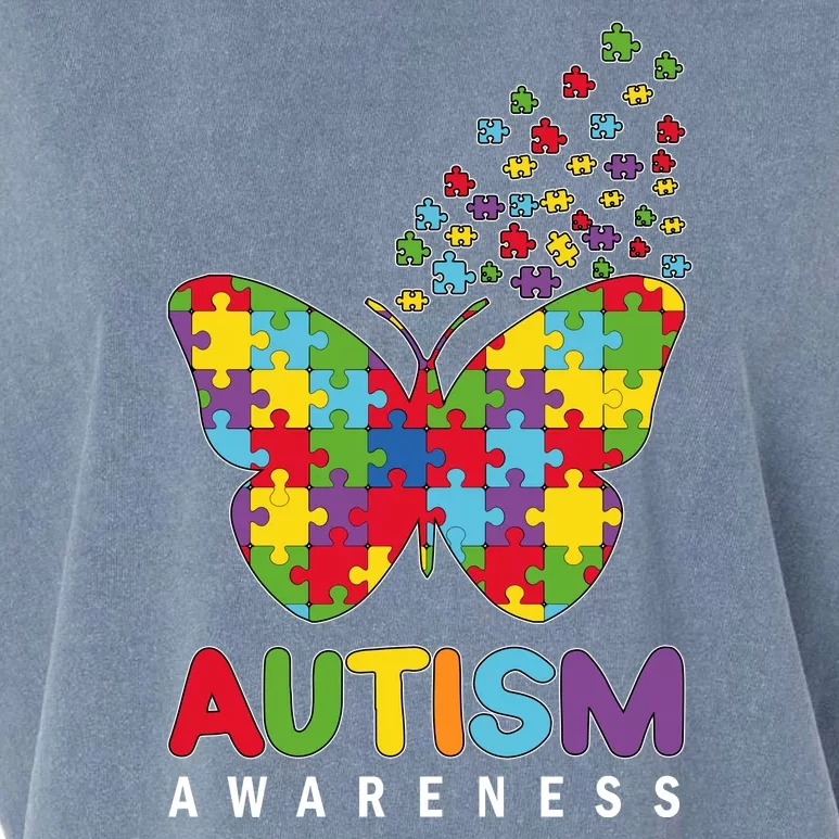 Autism Awareness Butterfly Puzzle Pieces Garment-Dyed Women's Muscle Tee