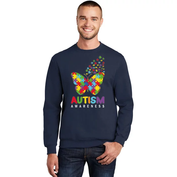 Autism Awareness Butterfly Puzzle Pieces Sweatshirt