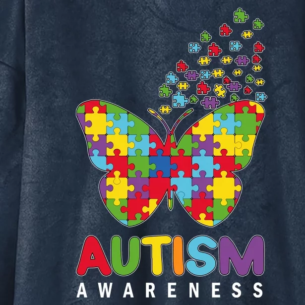 Autism Awareness Butterfly Puzzle Pieces Hooded Wearable Blanket