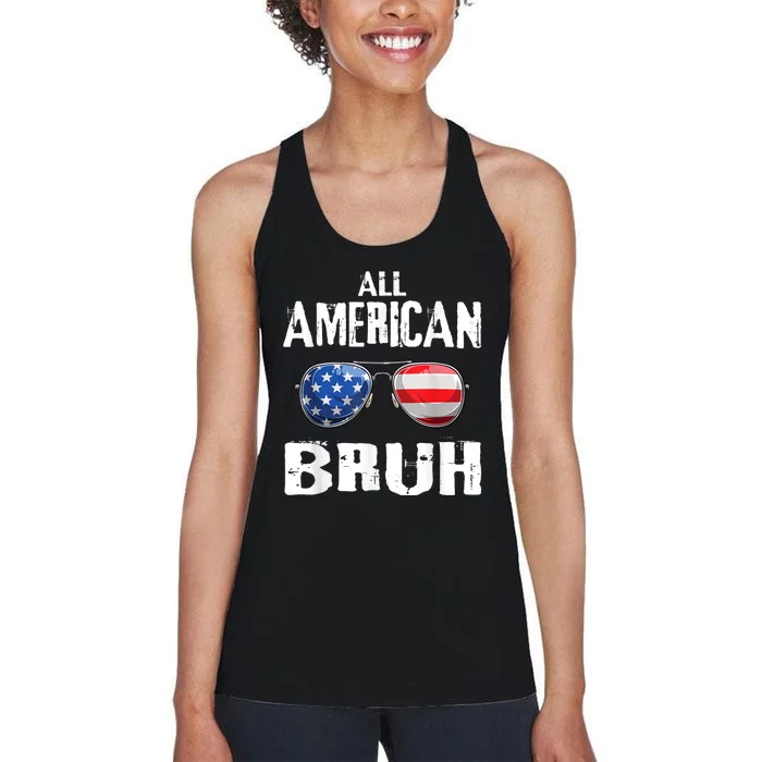 All American Bruh 4th Of July Patriotic Teens Women's Racerback Tank