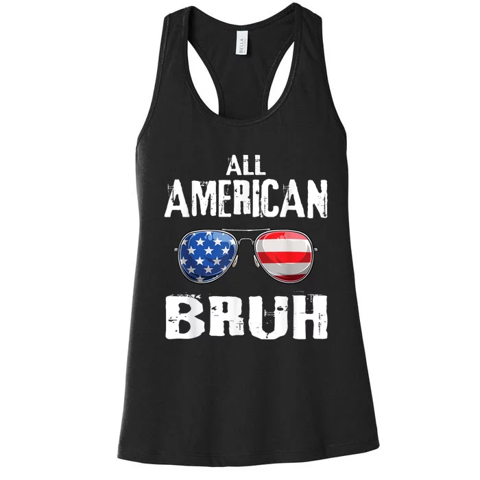 All American Bruh 4th Of July Patriotic Teens Women's Racerback Tank