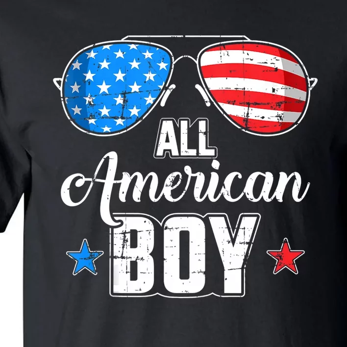 All American Boy Us Flag Sunglasses For Matching 4th Of July Tall T-Shirt