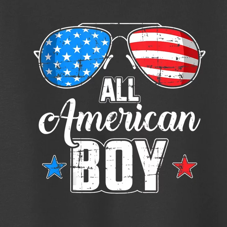 All American Boy Us Flag Sunglasses For Matching 4th Of July Toddler T-Shirt