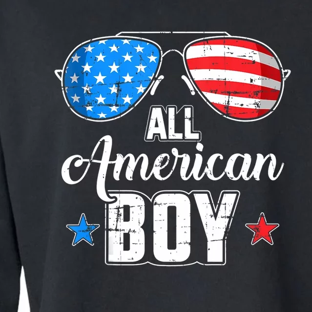 All American Boy Us Flag Sunglasses For Matching 4th Of July Cropped Pullover Crew