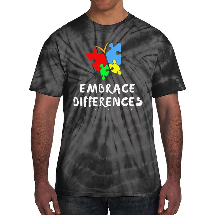 Autism Awareness Butterfly Puzzle Piece Tie-Dye T-Shirt