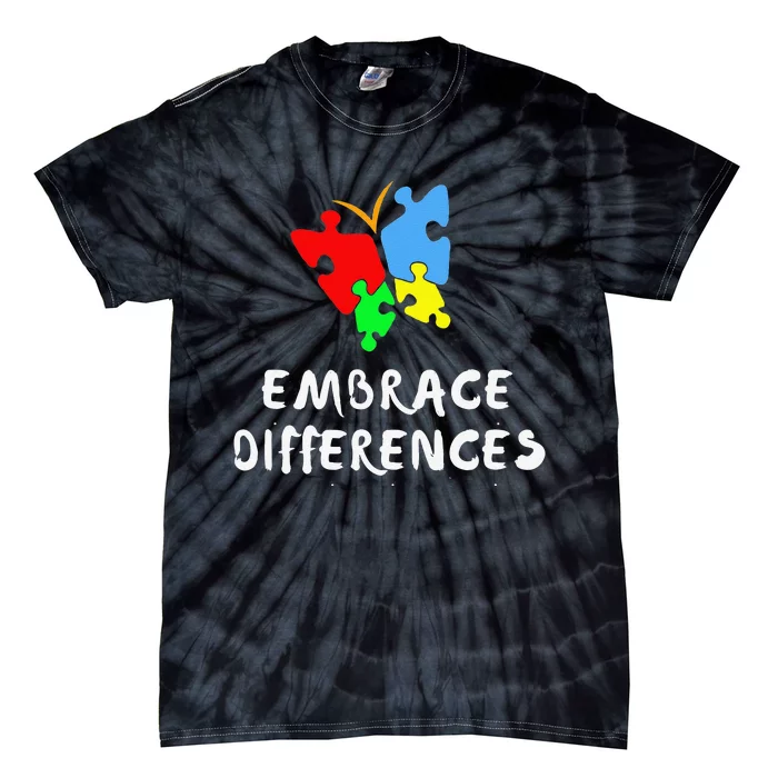 Autism Awareness Butterfly Puzzle Piece Tie-Dye T-Shirt