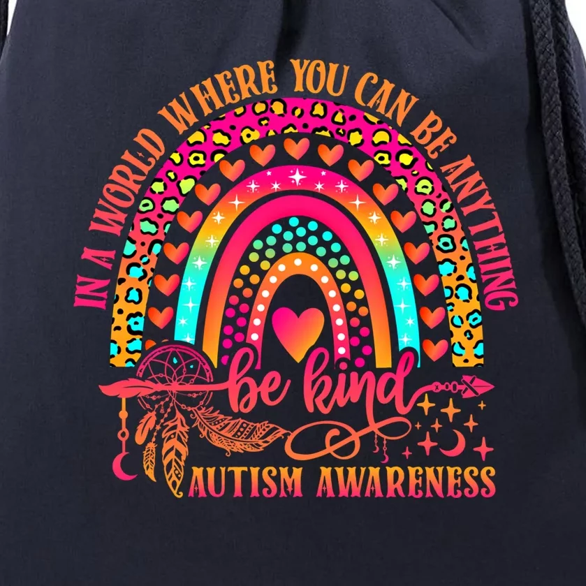 Autism Awareness Be Kind Leopard Rainbow Choose Kindness Gift Drawstring Bag