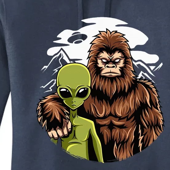 Alien And Bigfoot UFO Abduction Believer Women's Pullover Hoodie