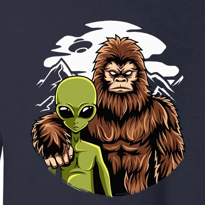 Alien And Bigfoot UFO Abduction Believer Toddler Sweatshirt