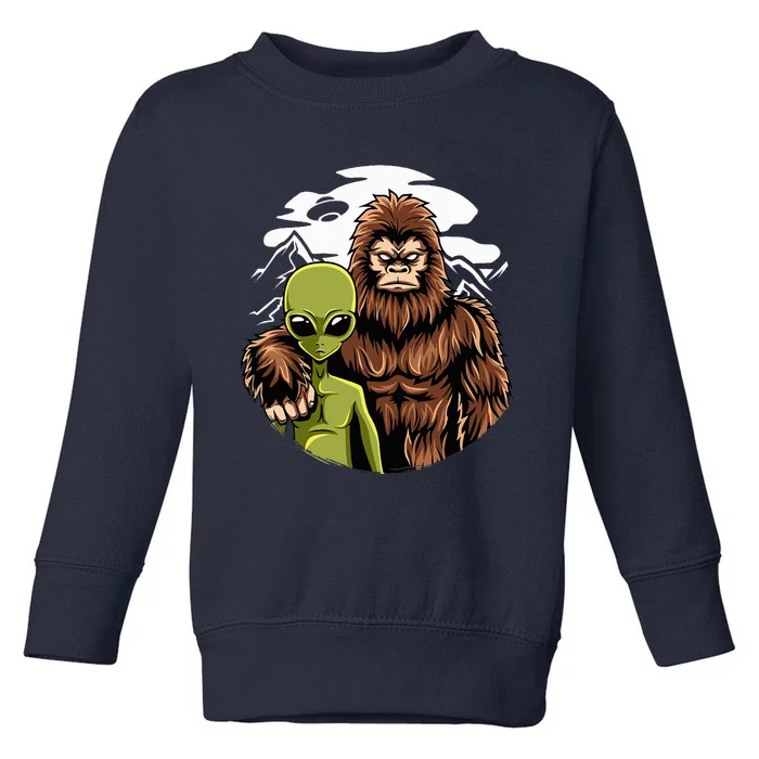 Alien And Bigfoot UFO Abduction Believer Toddler Sweatshirt