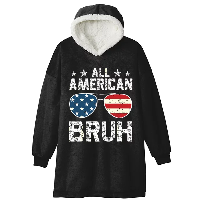 All American Bruh 4th Of July Boy Hooded Wearable Blanket