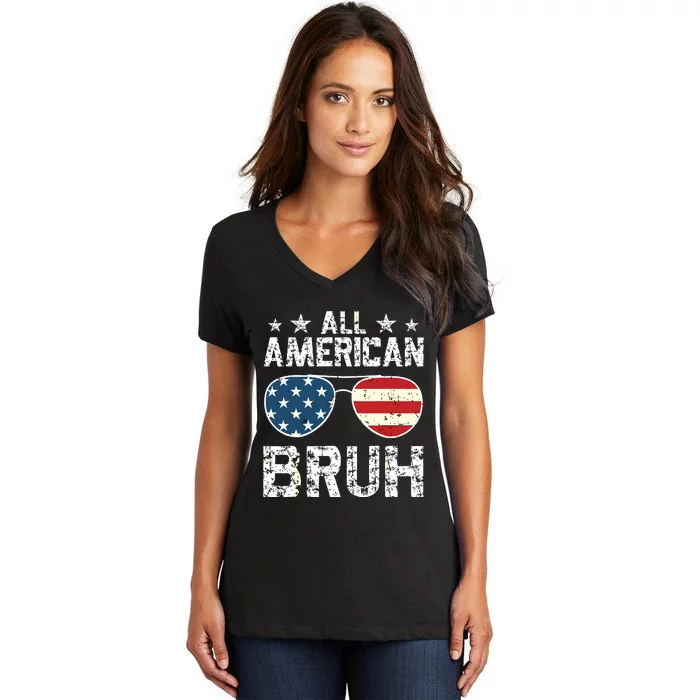 All American Bruh 4th Of July Boy Women's V-Neck T-Shirt