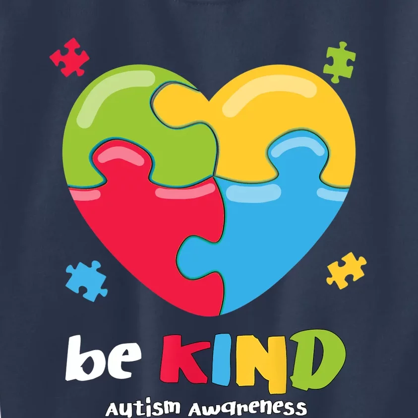 Autism Awareness - Be Kind Puzzle Heart Kindness Kids Sweatshirt