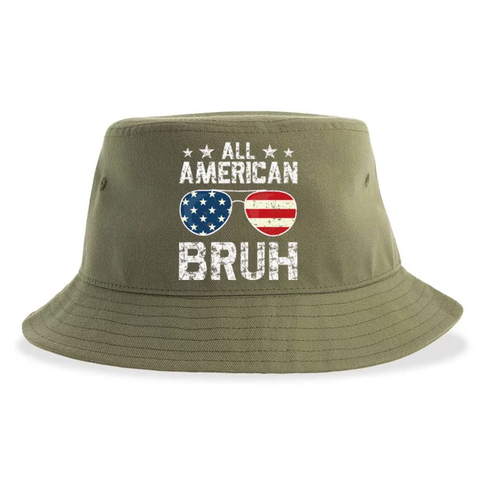 All American Bruh 4th Of July Patriotic Sustainable Bucket Hat