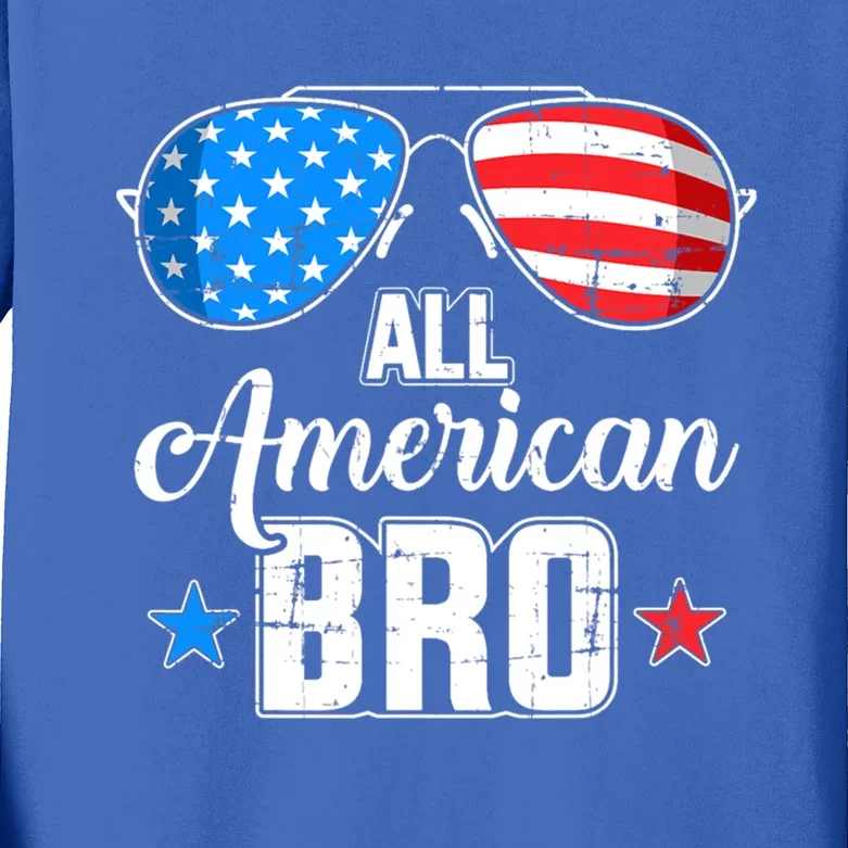 All American Bro 4th Of July Family Matching Sunglasses Gift Kids Long Sleeve Shirt