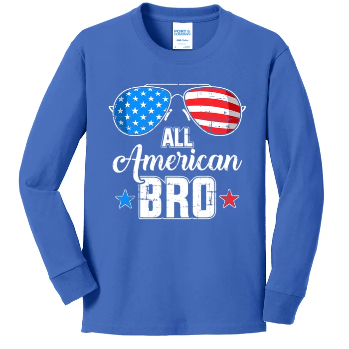 All American Bro 4th Of July Family Matching Sunglasses Gift Kids Long Sleeve Shirt