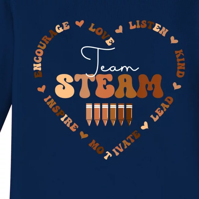 Afro African Black History Month Team Steam School Heart Funny Gift Baby Long Sleeve Bodysuit