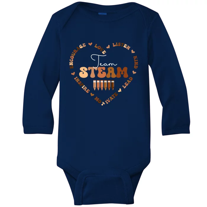 Afro African Black History Month Team Steam School Heart Funny Gift Baby Long Sleeve Bodysuit