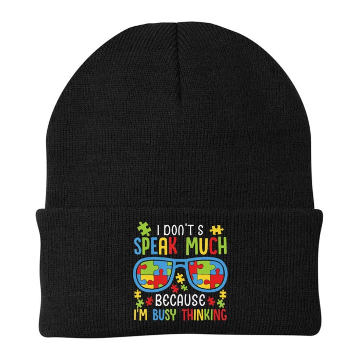 Autism Awareness Boys I Don't Speak Much I'm Busy Thinking Knit Cap Winter Beanie