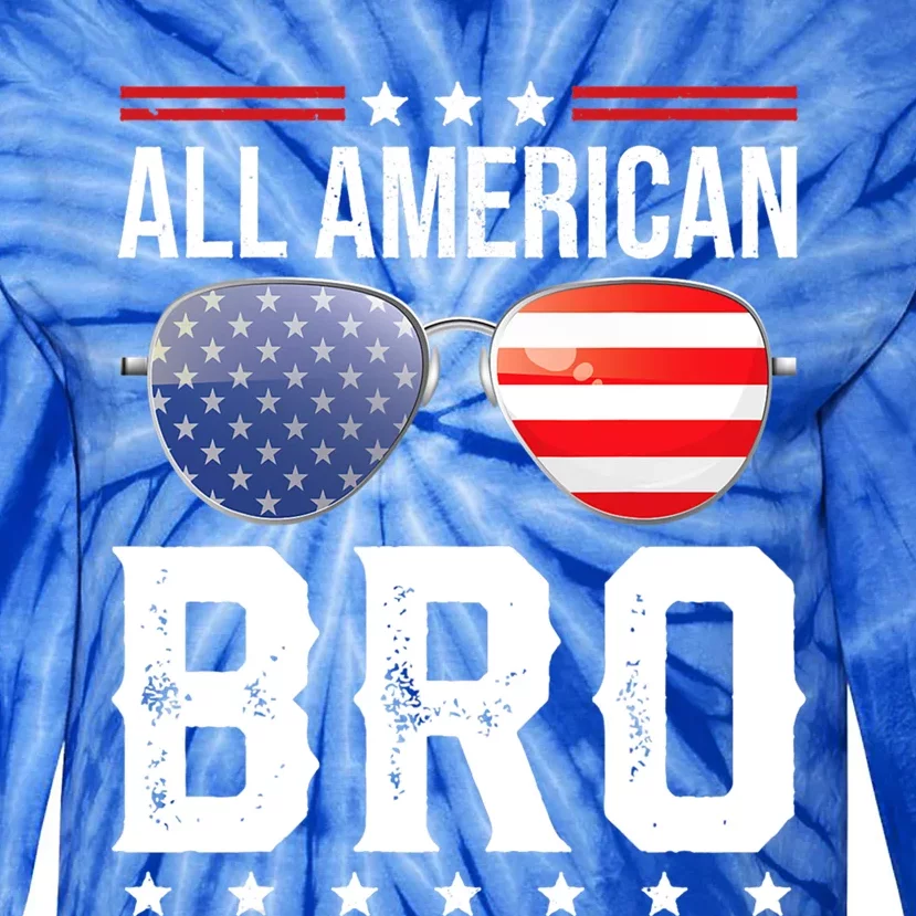 All American Bro 4th Of July Family Matching Sunglasses Gift Tie-Dye Long Sleeve Shirt