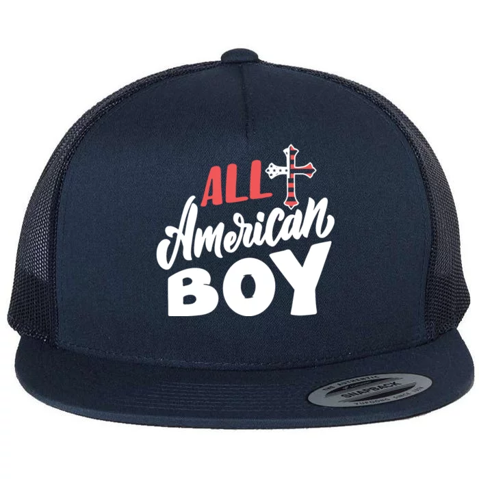 All American Boy | 4th Of July Family Outfits Flat Bill Trucker Hat