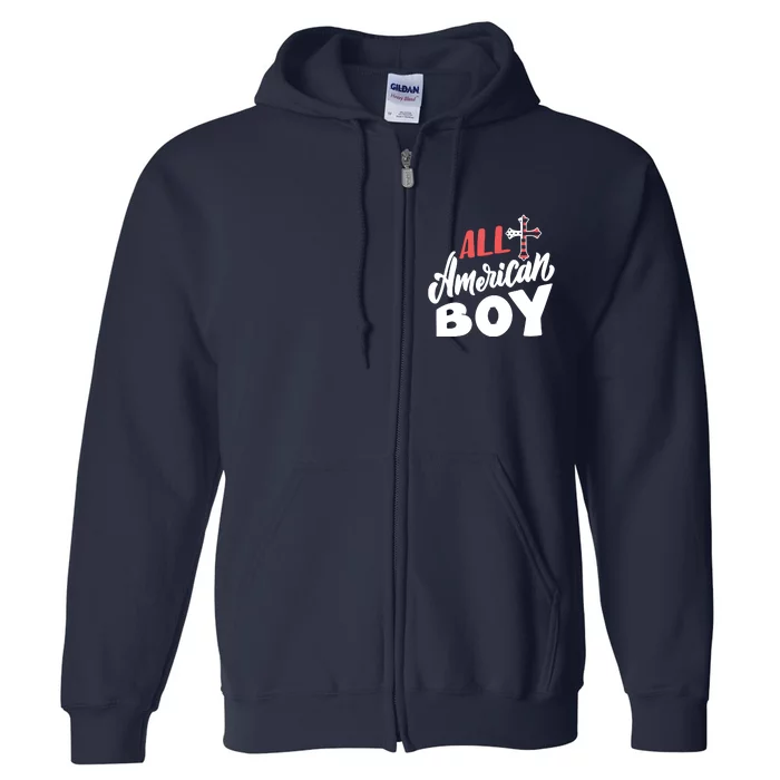 All American Boy | 4th Of July Family Outfits Full Zip Hoodie