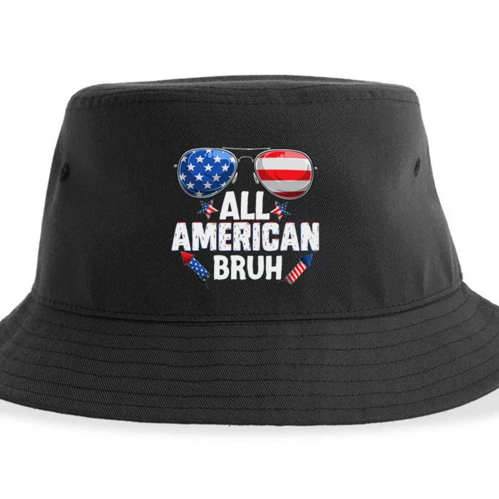 All American Bruh Fourth Of July American Teen Sustainable Bucket Hat