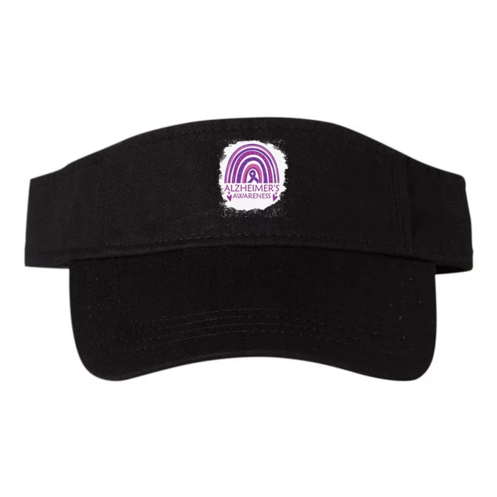 Alzheimer's Awareness Bleached Rainbow Purple Ribbon Valucap Bio-Washed Visor