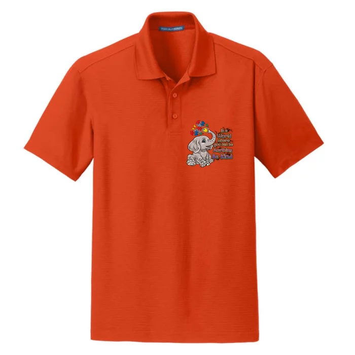 Autism Awareness Be Kind Elephant Puzzle Teacher Mom Gift Dry Zone Grid Performance Polo