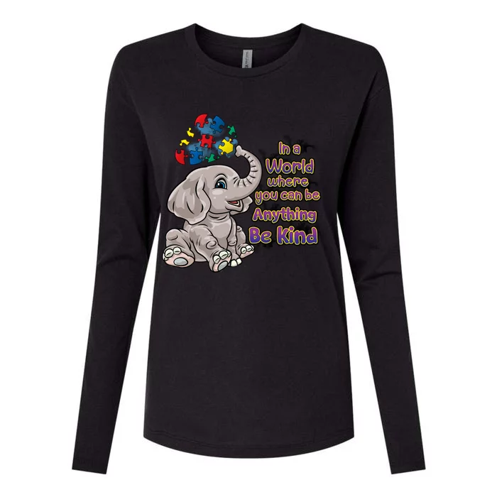 Autism Awareness Be Kind Elephant Puzzle Teacher Mom Gift Womens Cotton Relaxed Long Sleeve T-Shirt