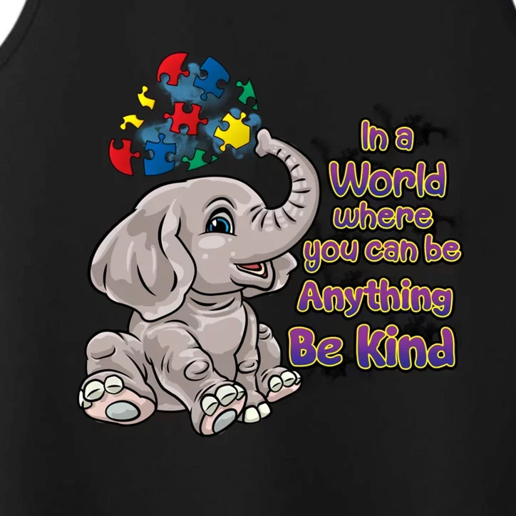 Autism Awareness Be Kind Elephant Puzzle Teacher Mom Gift Performance Tank