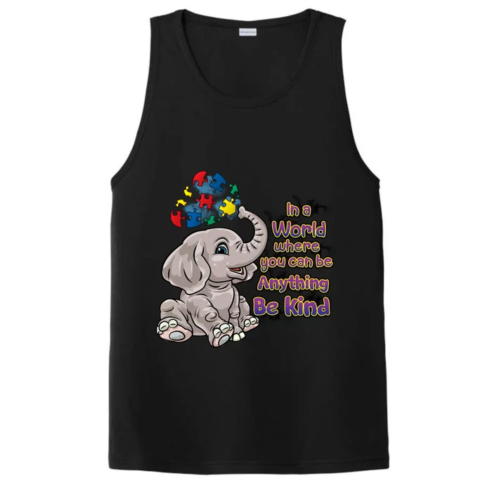 Autism Awareness Be Kind Elephant Puzzle Teacher Mom Gift Performance Tank