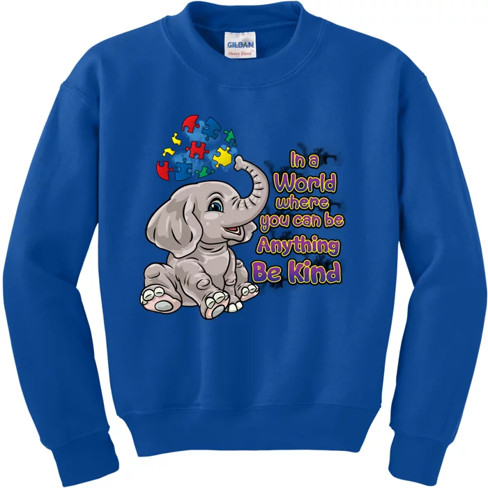 Autism Awareness Be Kind Elephant Puzzle Teacher Mom Gift Kids Sweatshirt